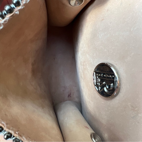 LR Leatherock Black Leather Mini Crossbody Bag Crystal Rock Pebbled Detail - Picture 14 of 16